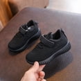 thumbnail image 4 of pwidon Toddler Velcro Strap Sneakers Breathable Knit Mesh Non Slip Flexible Kids Walking School Shoes Black 23, 4 of 7