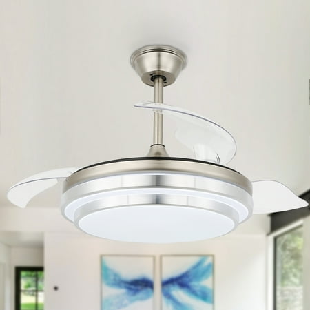 

Cusp Barn Glam 42 3-Blade Retractable Ceiling Fan 3-Color Change Fan Chandelier with Lights and Remote Control