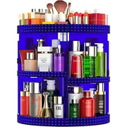 Awenia Makeup Organizer 360-Degree Rotating, Adjustable Makeup Storage, 7 Layers Large Capacity Cosmetic Storage Unit, Fits Different Types of Cosmetics and Accessories, Plus Size (Blue)