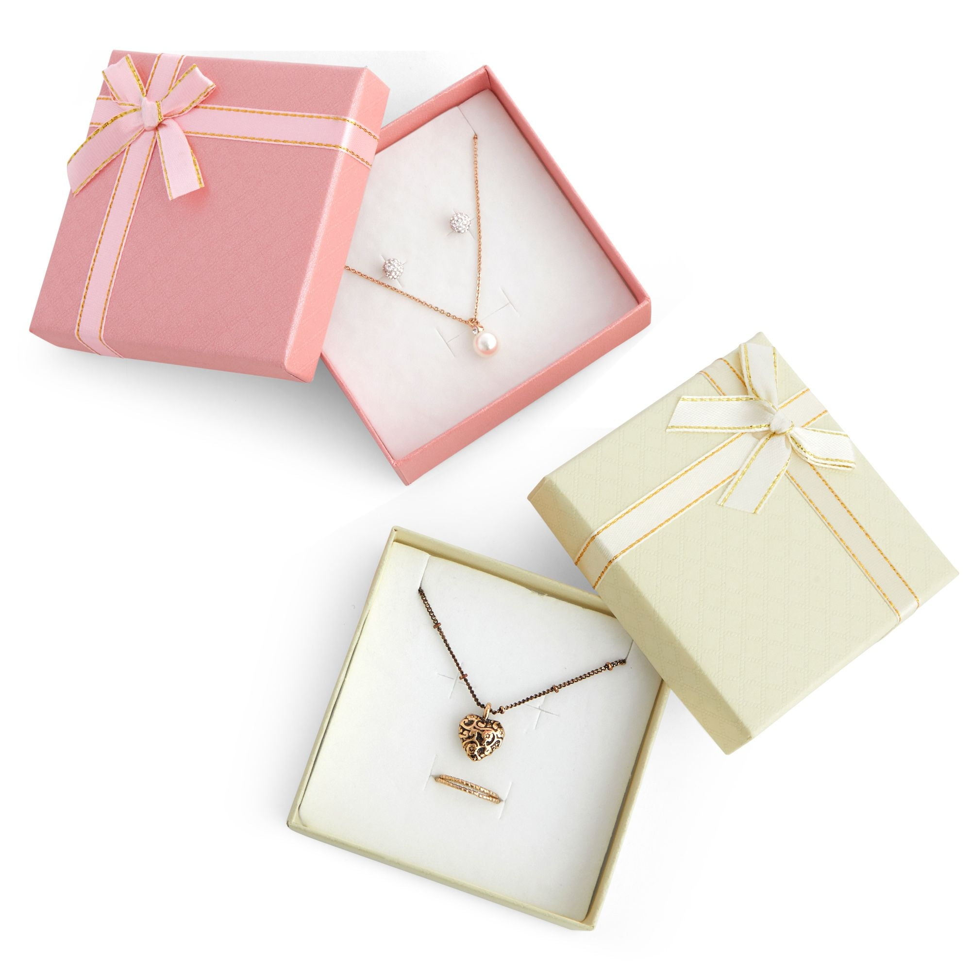 gift box Orange White Cardboard Jewelry Boxes Present Storage Display Boxes  Necklaces Bracelets Earrings Rings Necklace Square Rectangle (Color : White  black bow, Gift Bag Size : 12x16x5.7cm bag) : : Fashion