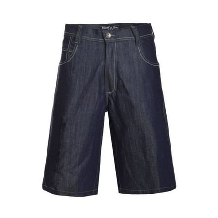 Hawks Bay Men's Denim Shorts Relaxed Fit Distressed Jean Denim 5 Pockets Carpenter Raw Blue
