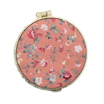 Kaonry Makeup Mirror C, 2.75'' Portable Makeup Floral Satin Pocket Retro Vintage Compact Folding Small Mini for Women Girls Beauty Accessories Round
