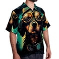 thumbnail image 2 of Retro Dog Men's Printed Button Down Short Sleeve Casual Summer Beach Shirt - Unisex, 2 of 6