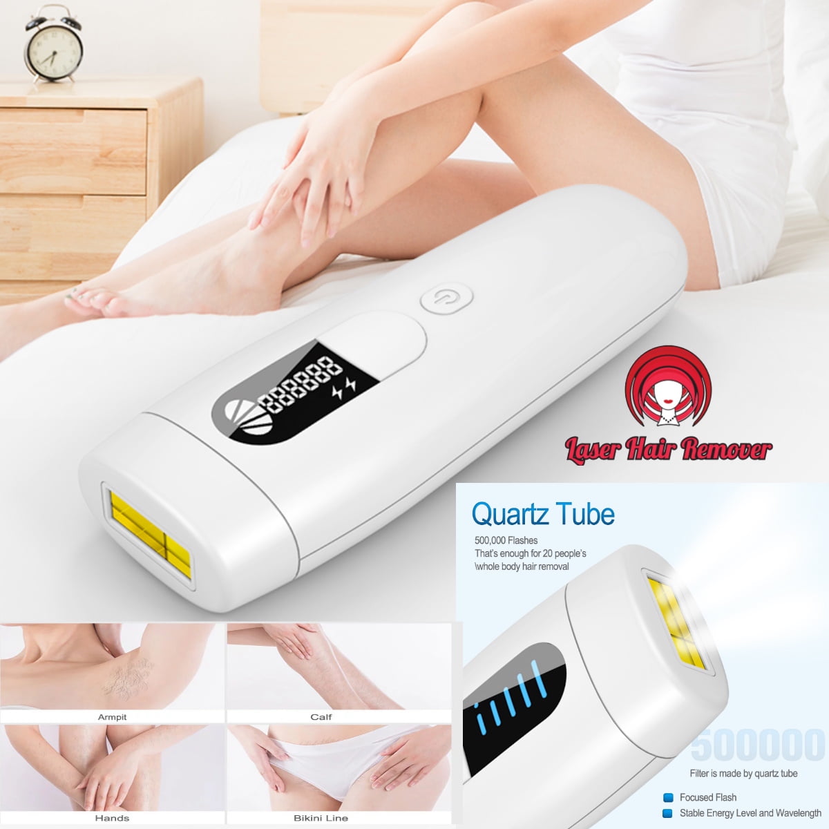 Professional IPL Laser Hair Removal Device – At Home Hair Removal Epilator  Portable Machine – Body, Face, Leg, Back, Skin - Painless & Permanent – LED  Display w/ 5 Levels for Men & Women 