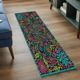 thumbnail image 3 of Runner Rug 2'x6', Abstract Flower Washable Non-Slip Hallway Runner Rugs, Vintage Botanical Geometric Floral Bedside Rugs Floor Mats Carpet Runners for Kitchen Bathroom Laundry Room, 3 of 8