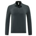 thumbnail image 4 of Men Casual Polo Shirts Solid Color Lapel Button Open Collar Sports Base Shirt For Men's Casual Loose Comfortable Business Long Sleeve Shirt Tops Mens Shirts, 4 of 9
