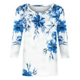 thumbnail image 5 of CYMMPU Spring Tunic Tops Boho Blouses for Women Dressy Casual Loose Fit Crew Neck 3/4 Sleeve Fall Fashion Shirts Floral Pattern Lightweight Basic T-Shirts Purple S, 5 of 5