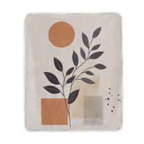Yayeee Throw Blanket for Couch Soft Warm 60" x 80" Sofa Chair Bed Decoration, Art Plant and Sun