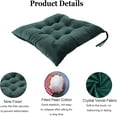 thumbnail image 2 of 6 Pack Square Seat Cushion Chair Pads for Kitchen Dining Chairs, Soft Comfort Velvet Chair Mat Pillow Cushions with Ties for Office Desk Living Room Tatami 15.5", Dark Green, 2 of 12