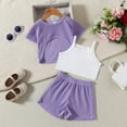 thumbnail image 2 of LUOGENLI Girl Summer Outfits Size 10-12 for the Beach Toddler Girls Short Sleeve Solid T Shirt Tops Shorts Vest Outfits Girls Summer Outfits Size 10-12 Girls Summer Outfits Size 6/6X 12-18 Months, 2 of 7