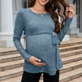 thumbnail image 4 of Women's Maternity Shirts Long Sleeve Sweatshirt Pregnancy Casual Tunic Top Pregnancy Clothes Sky Blue XL, 4 of 7