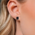 thumbnail image 3 of Gem Stone King 14K White Gold Black Onyx Stud Earrings for Women Men (3.27 Cttw, Gemstone December Birthstone, Emerald Cut 8X6MM), 3 of 6