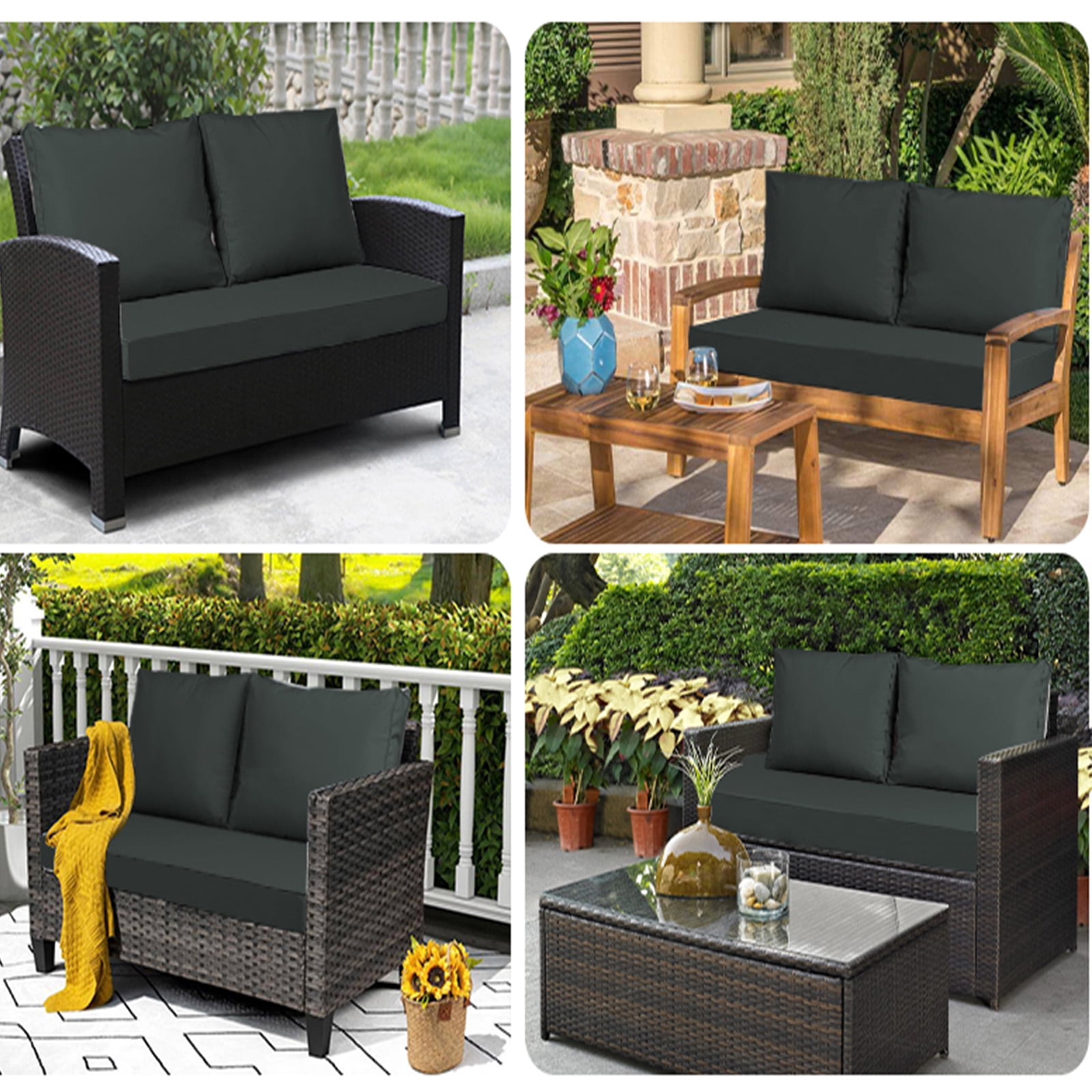 swing Outdoor Loveseat Cushion Set 48 x 24 inch,Waterproof Weather & Fade Resistant Seat and Backrest Cushion Set for Couch, Swing, Bench