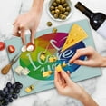 thumbnail image 4 of Pride Cutting Board, Rounded Polygonal Rainbow Colored Framework with I Love You Calligraphic Design, Decorative Tempered Glass Cutting and Serving Board, Large Size, Multicolor, by Ambesonne, 4 of 5