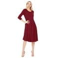 thumbnail image 3 of Moa Collection Women's Basic Round Neck 3/4 Sleeves A-line Casual Maxi Dress, 3 of 5
