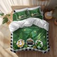 thumbnail image 2 of St. Patrick's Day Twin Size Comforter Set, Green Hat Gnome Shamrocks Green Wood Grain Plaid Bedding for All Seasons, 4 Pcs Bed Set, 1 Quiltcover (68"x86") ,1Sheet(67"x116"), 2Pillowcases (30"x20"), 2 of 10