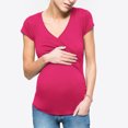 thumbnail image 5 of Ohufall Women's Maternity T Shirts Fashion Casual Criss Cross V-Neck Nursing Tops Summer Solid Color Short Sleeve Pregnancy Blouses for Breastfeeding, 5 of 9
