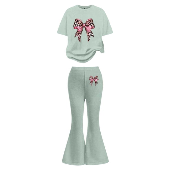 MUXiin Toddler Valentines Stylish Girls Casual Outfit Flared Pants And Top Comfy Toddler To Kid Youth Fashion Valentines Day Gifts for Kids