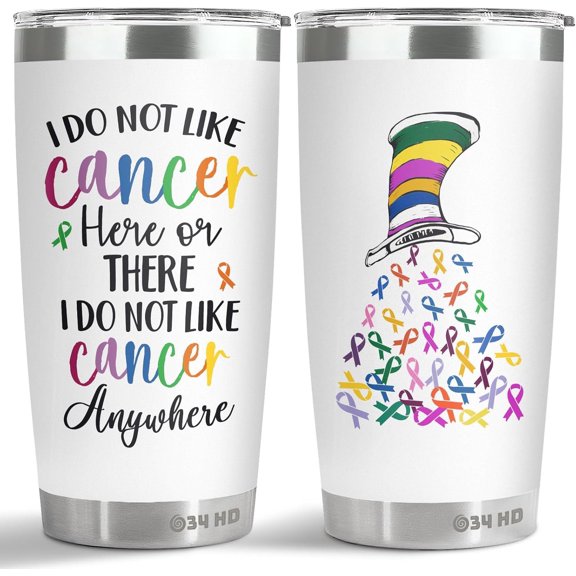 Breast Cancer Gifts for Woman, I Do Not Like Cancer Tumbler, Cancer Awareness Coffee Mug, Pink Ribbon Cup, Breast Cancer Survivor Gifts, 20 Oz Stainless Steel Tumbler