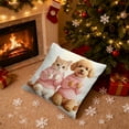 thumbnail image 4 of Beautynvta Christmas Pillow Cover, 18x18 Inch, Cat Dog Pattern Decorative Throw Pillow Case, Soft Fabric Holiday Cushion Cover for Sofa Coush Bed Home Decor, 4 of 6