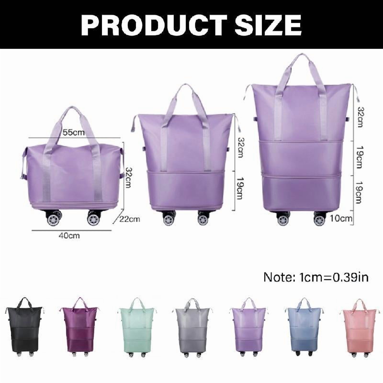 SIEYIO Expandable Large Capacity Travel Bag Wheeled Foldable Pulley Rolling Luggage Bag