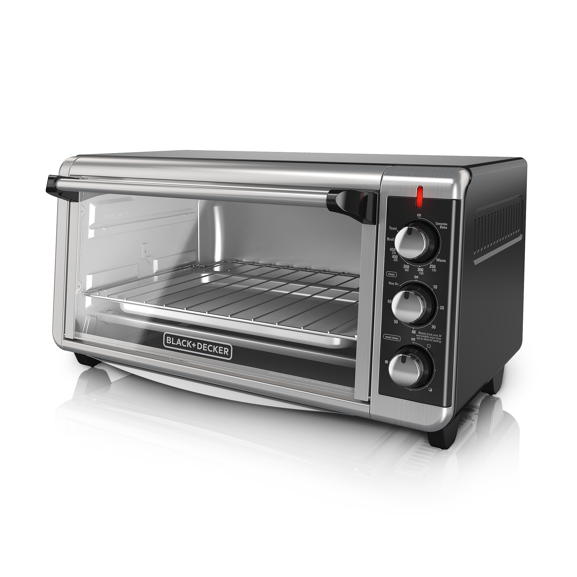 Black Decker 8 Slice Extra Wide Stainless Steel Black Convection