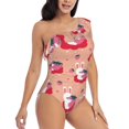 thumbnail image 3 of Wukai Bunny And Strawberry Chic One Shoulder Swimwear with Ruffle Design and Tummy Control Skirt: Fashionable, Supportive, Comfortable for Beach-XX-Large, 3 of 7