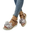 thumbnail image 4 of Women's Summer Floral Wedge Fish-mouth Roman Sandals Sandals for Women White 37, 4 of 8