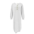 thumbnail image 4 of IROINNID Bodycon Dress for Women Style Button Knitted V-neck Knee Length Sexy Sweater Dress,White, 4 of 4