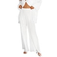 thumbnail image 4 of Wassery Women Spring Fall Pants Outfits Long Sleeve Turn-Down Collar Loose Shirts Elastic Waist Wide-Leg Long Palazzo Pants 2 Pieces Casual Lounge Pants Set, 4 of 8