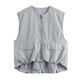 thumbnail image 3 of Chaleco sin mangas de cuello redondo suelto europeo para mujer, cárdigan informal, chaleco con bolsillo con cremallera, chaleco de trabajo para mujer, chaleco de oficina, Otoño, nuevo, 3 of 5