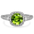 thumbnail image 2 of 2.10 Carat (ctw) 10k White Gold Round Green Peridot & White Diamond Ladies Engagement Halo Bridal Ring, 2 of 4