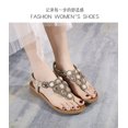 thumbnail image 4 of Sandalias planas de talla grande para vacaciones en la playa, cómodas, con punta redonda, estilo bohemio, con pedrería - 2024, la última moda europea y americana 37, 4 of 5