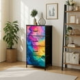 thumbnail image 7 of Dresser for Bedroom with 4 Storage Drawers Bleeding Pigments Dye Watercolour Canvas Rich Hues Dressers Chest of Drawers Steel Framed Fabric Closet Organizers for Entryway, 7 of 7