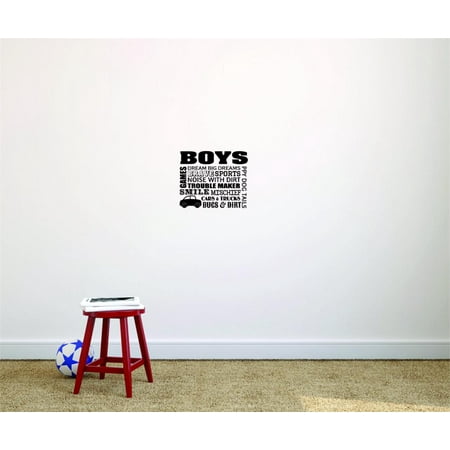 Wall Design Pieces Boys Games Dream Big Dreams Brave Sports Noise With Dirt Trouble Maker Smile Mischief Car & Trucks Bugs (Best Way To Make 2d Games)