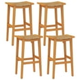 thumbnail image 1 of Gymax Outdoor Acacia Wood Bar Stools Set of 4 w/ PE Rattan Seats & Backrests, 1 of 10