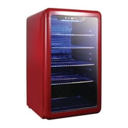 Magic Chef 0.7-cu. ft. 700-Watt Retro Countertop Microwave and 3.4-cu. ft. Retro Beverage Cooler Kit, Red
