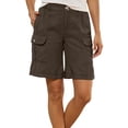 thumbnail image 3 of Frostluinai Cargr Shorts for Womens with Pocket Elastic Waist Baggy Bermuda Shorts Lightweight Hiking Ourdoor Shorts Pantalones Rectos Brown L, 3 of 10