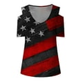 thumbnail image 4 of ibuvkizy Independence Day Shirts for Women Fashion American Flag Tops Patriotic V Neck Short Sleeve T-Shirts 4th of July Shirts Women Black L, 4 of 5