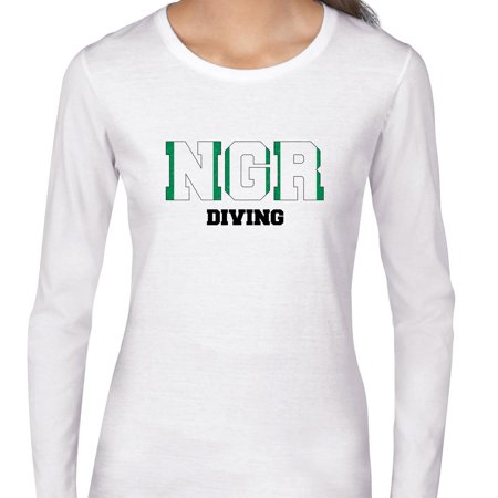 Nigeria Diving - Olympic Games - Rio - Flag Women s Long Sleeve Grey T-Shirt