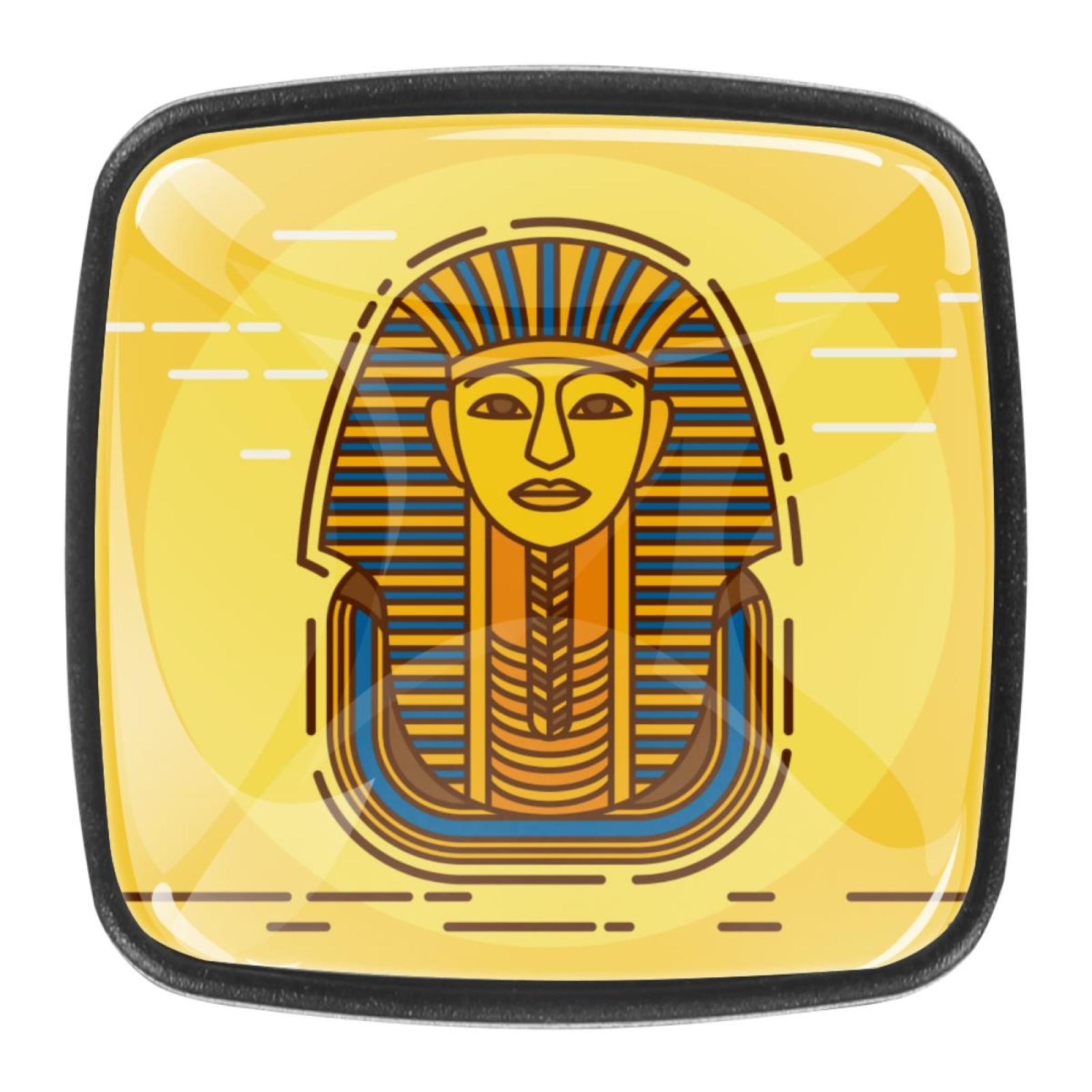 Ownta Vintage Egypt Pharaoh Yellow Square Glass Drawer Handles Knobs