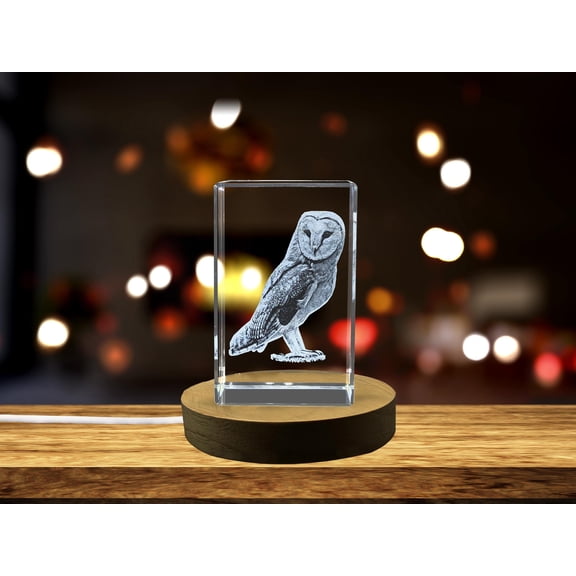 Stunning Crystal Engravation of a Barn Owl - A Thoughtful Gift