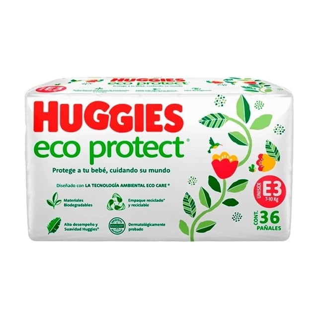 Pañales Huggies Ecoprotect etapa 3 con 36 piezas