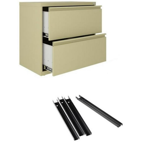Hirsh 30"W 2 Drawer Metal Lateral Cabinet Set Beige with Front to Back Rails