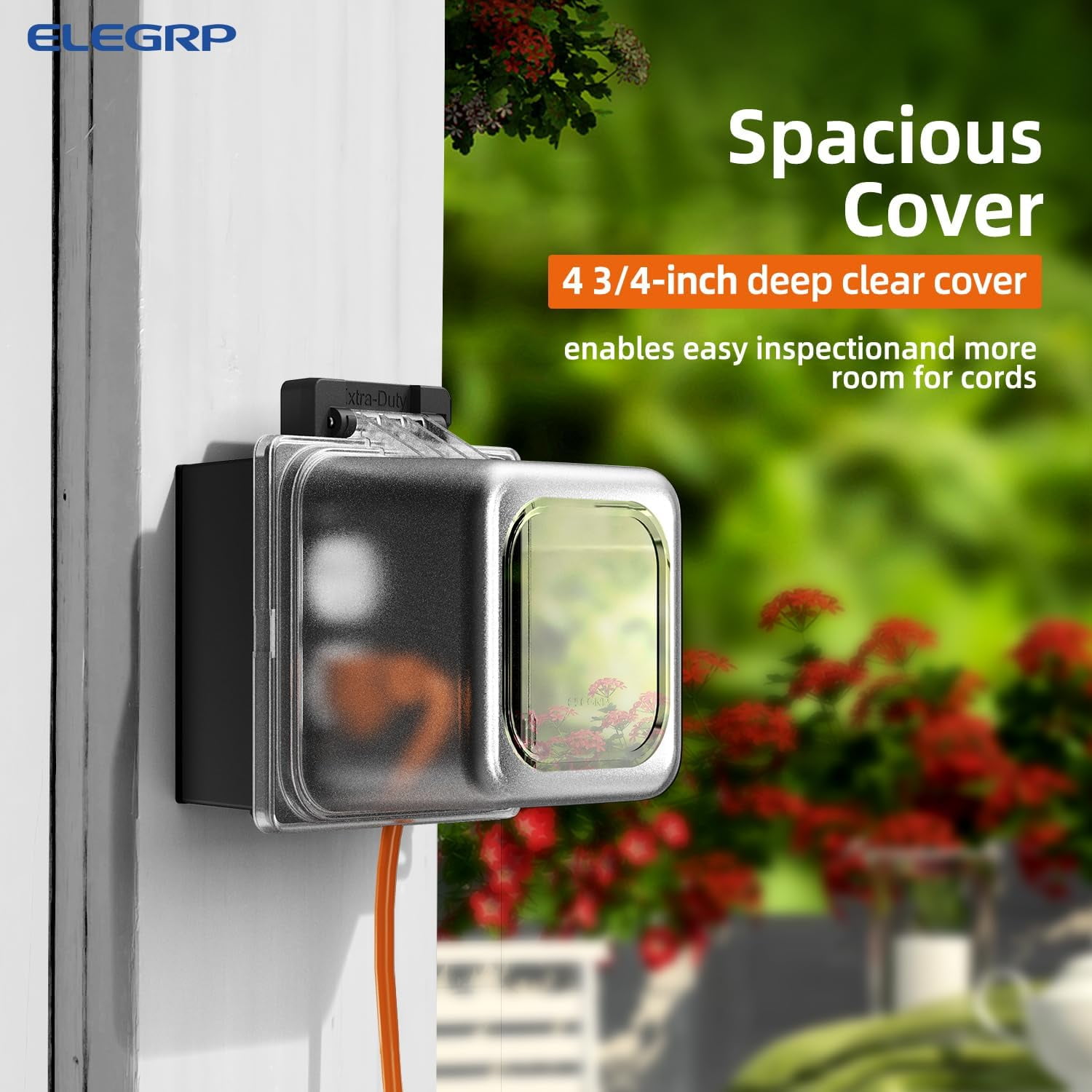 2-Gang Weatherproof Outdoor Outlet Cover, 5.33 in Deep, Extra-Duty Clear in-Use Outlet Cover for GFCI/Decorator Receptacles, 40-in-1 Custom Configurations, UL/CUL Certified, 1 Pack
