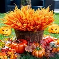 thumbnail image 7 of Artificial Fall Plants for Outdoors,Fake Grass Plant,Fall Leaf Stems,Artificial Grass Plants Fake Bushes Artificial Shrubs Wheat Grass Greenery Burnt Orange Plant Filler for Autumn House(Gold), 7 of 7