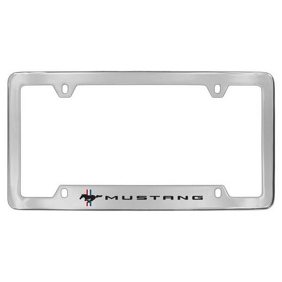 Ford Mustang Pony Chrome Plated Metal Bottom Engraved License Plate Frame Holder