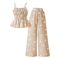 thumbnail image 4 of FSYBOA Girls Outfit Set, Stretch Summer 2Piece Sleeveless Tank Tops and Pant Set Khaki Size 13-14T, 4 of 7