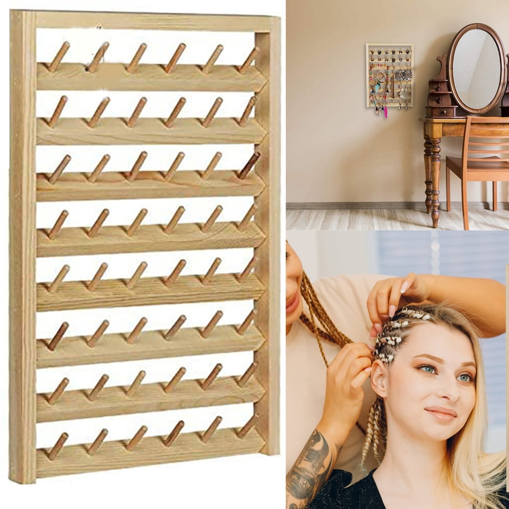 Jesscasday Braiding Rack 48 Spool Wall Mounted Thread Holder Sewing Embroidery Thread Rack