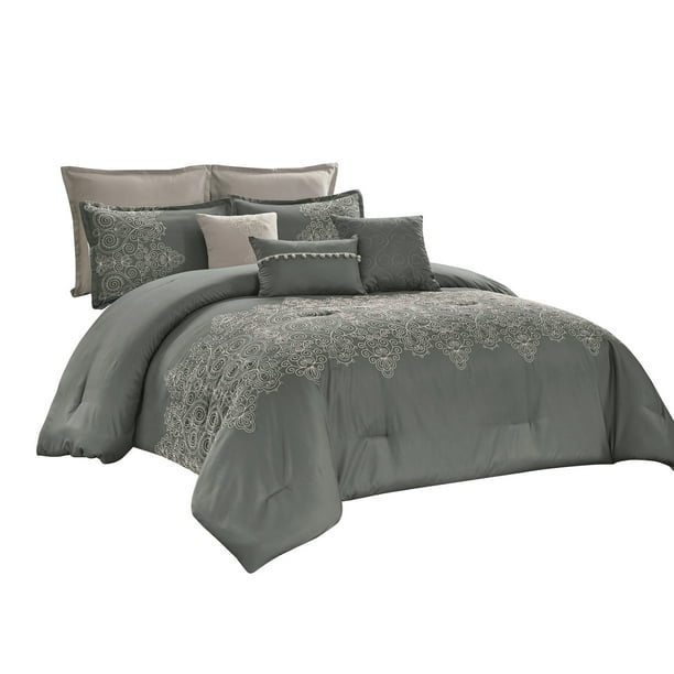 8Piece Agate Comforter Set BeddingRoyal Floral Damask Scroll
